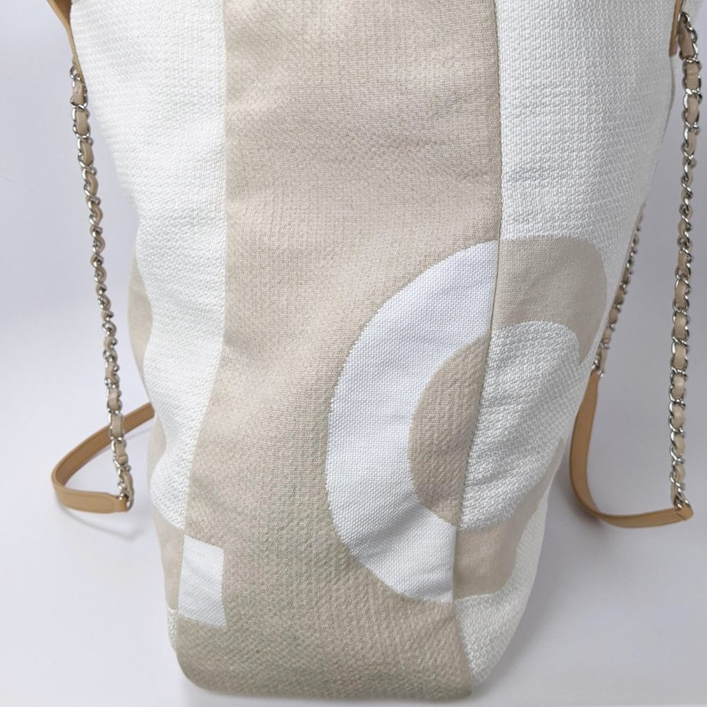 SOLD Chanel 18P Beige Canvas Large  Deauville Tote - Picture 6 of 12